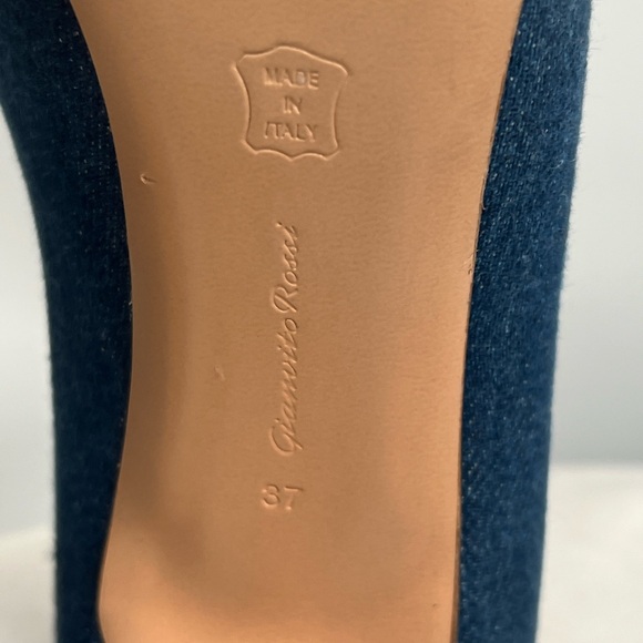 GIANVITO ROSSI Women's High Stiletto Heels Pointed Toe "85" Blue Denim Pumps ~37 - Picture 15 of 16